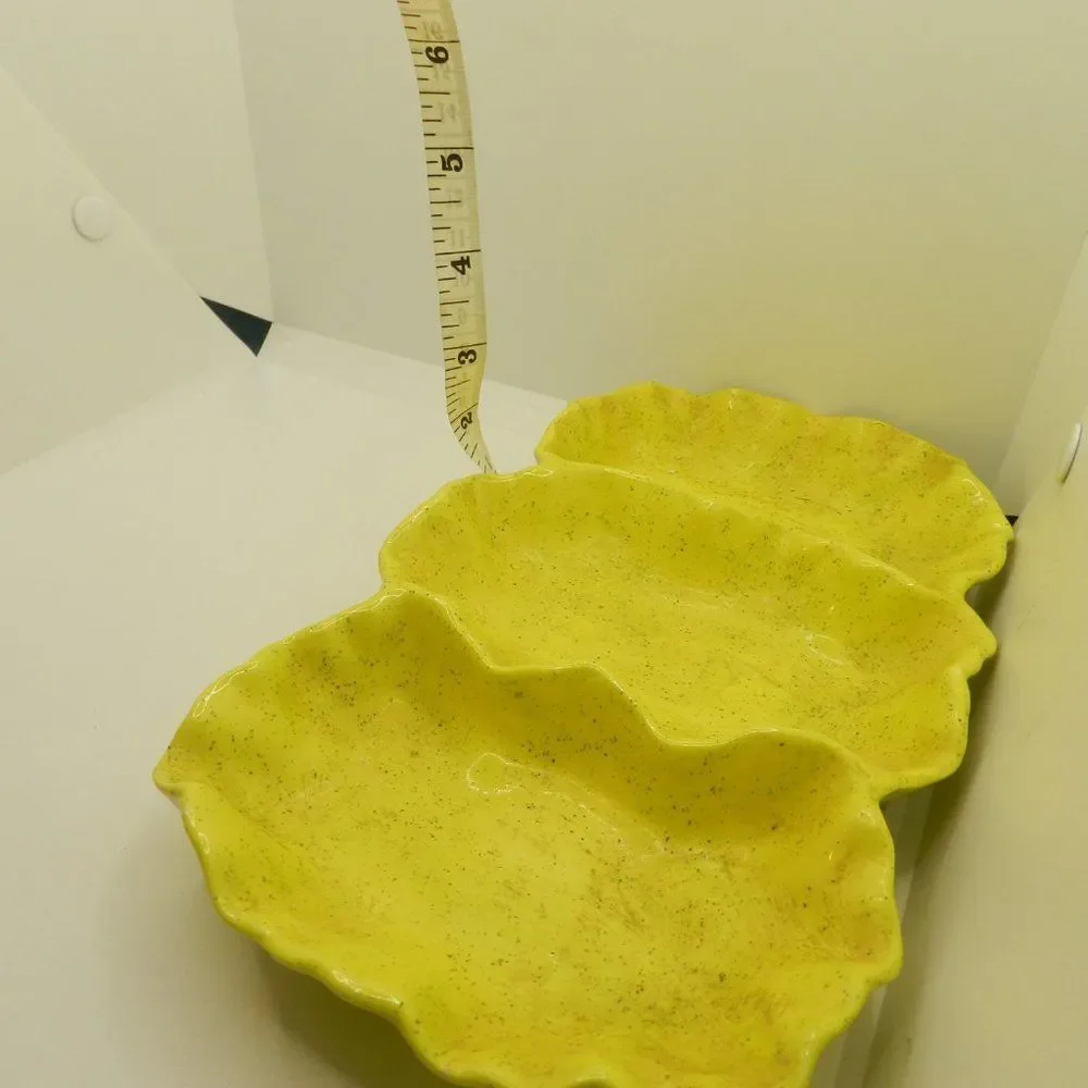 Yellow Speckled Serving or Candy Dishes Vintage Glass